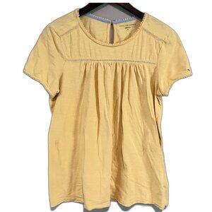Tommy Hilfiger Yellow Blouse with Eyelet Trim Cotton Modal Size Medium